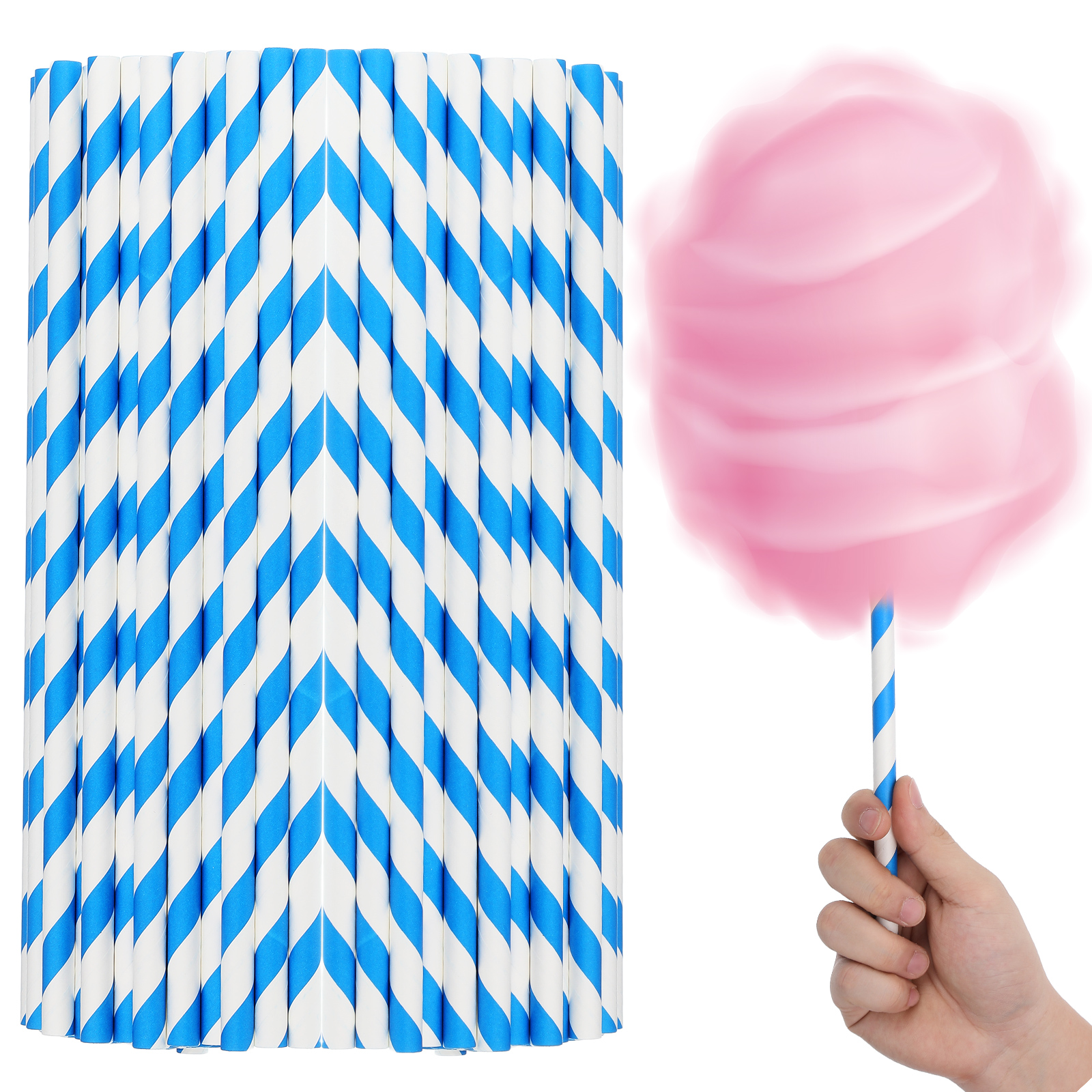 Cotton Candy Cone - 10x300mm Paper Sticks Consumables for Cotton