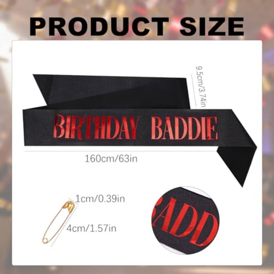 Birthday Baddie Sash, Glitter  - огляд і ціна Birthday Sash Glitter