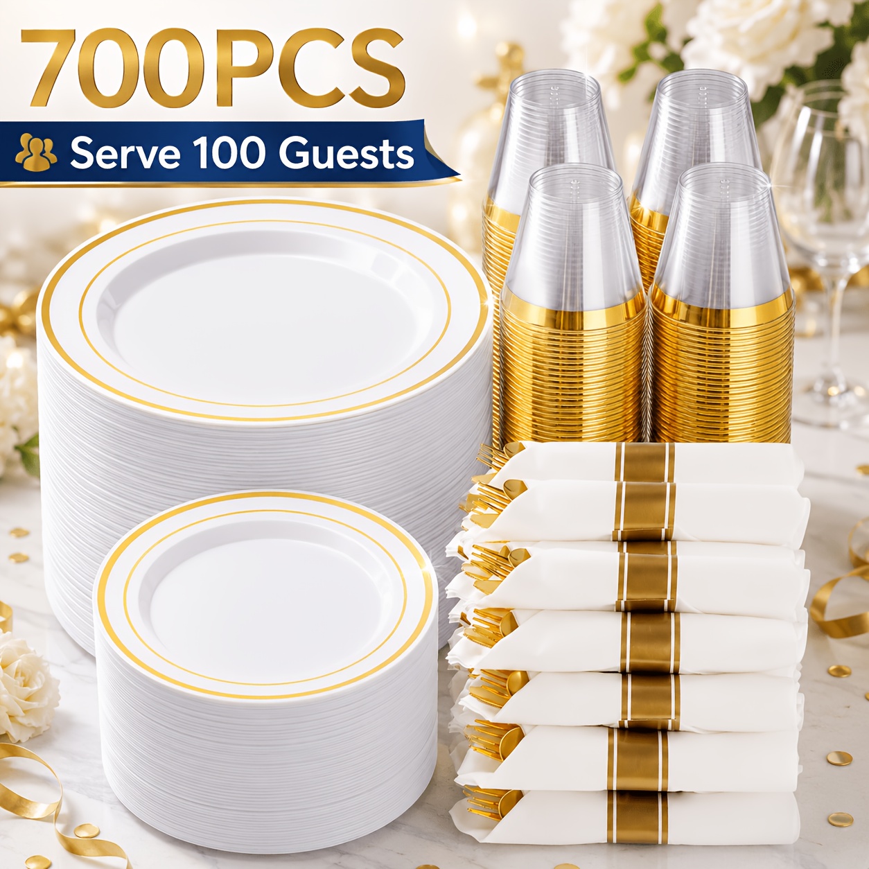 700-Piece Elegant Golden-Trimm - огляд і ціна Napkin Folding Set